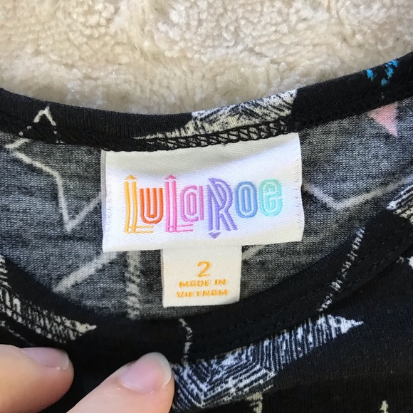 LuLaRoe Gracie Tunic Top 2 Star Print Black Blue - Picture 2 of 5